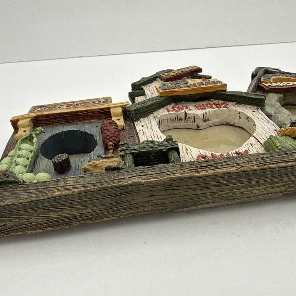 Vtg 90s Birdhouse Village Figurine Love Birds Resin Decor‎ Picture Frame Cottage
